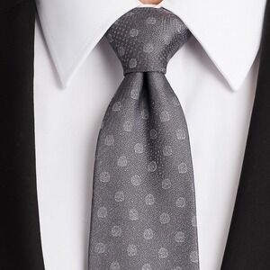 Byron British Style Gray Silk Necktie Men's Tie‎ Hand Made Italy